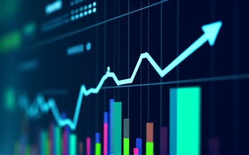 A performance dashboard with upward-trending charts.