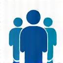 Abstract icon showing connected people, symbolizing engagement.
